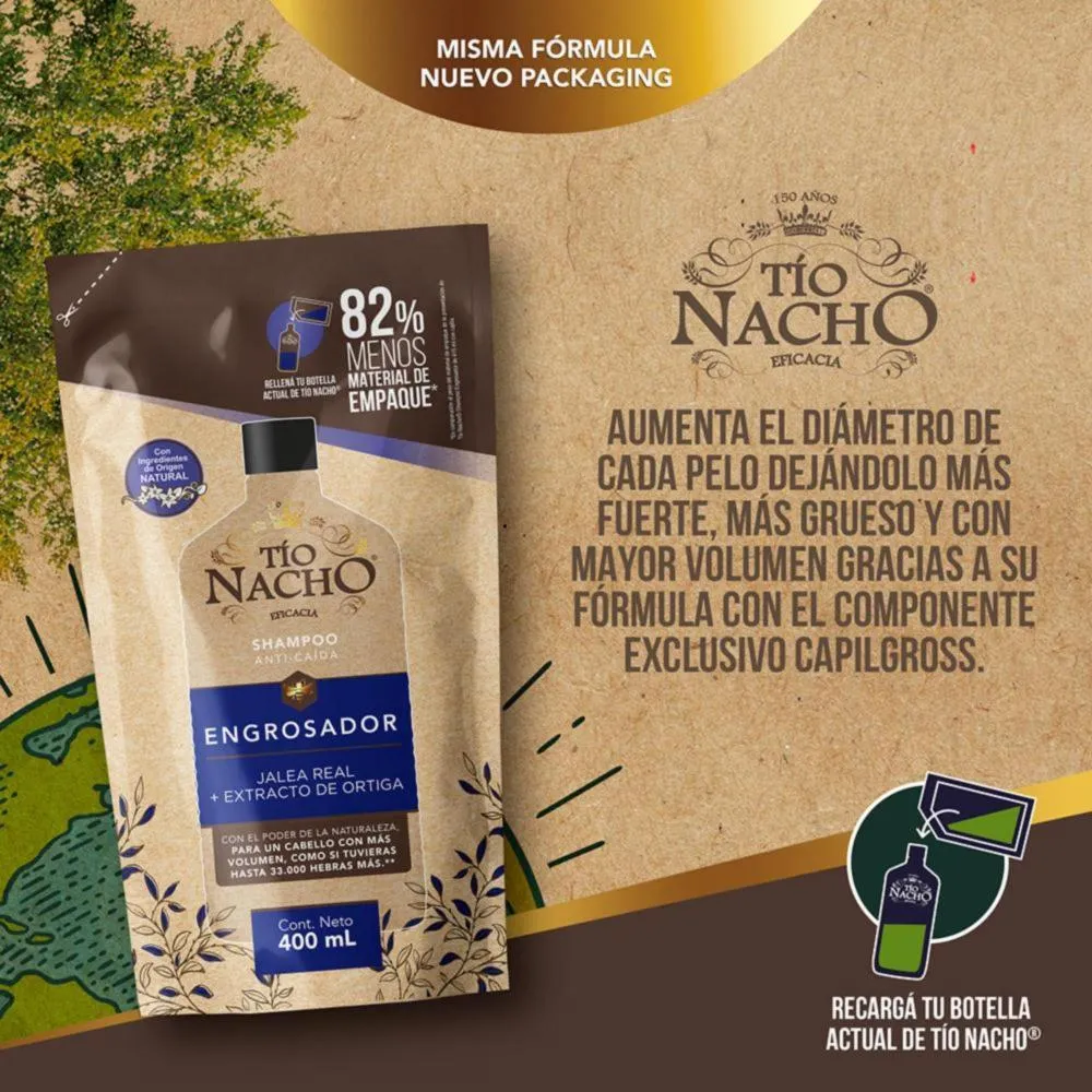 Tío Nacho Shampoo Engrosador Recargable Doypack 400 ml