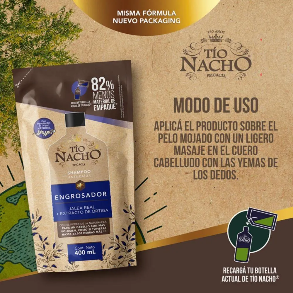 Tío Nacho Shampoo Engrosador Recargable Doypack 400 ml