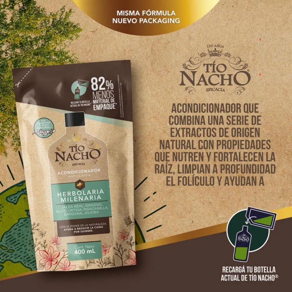 Tío Nacho Acondicionador Herbolaria Milenaria Recargable Doypack 400 ml