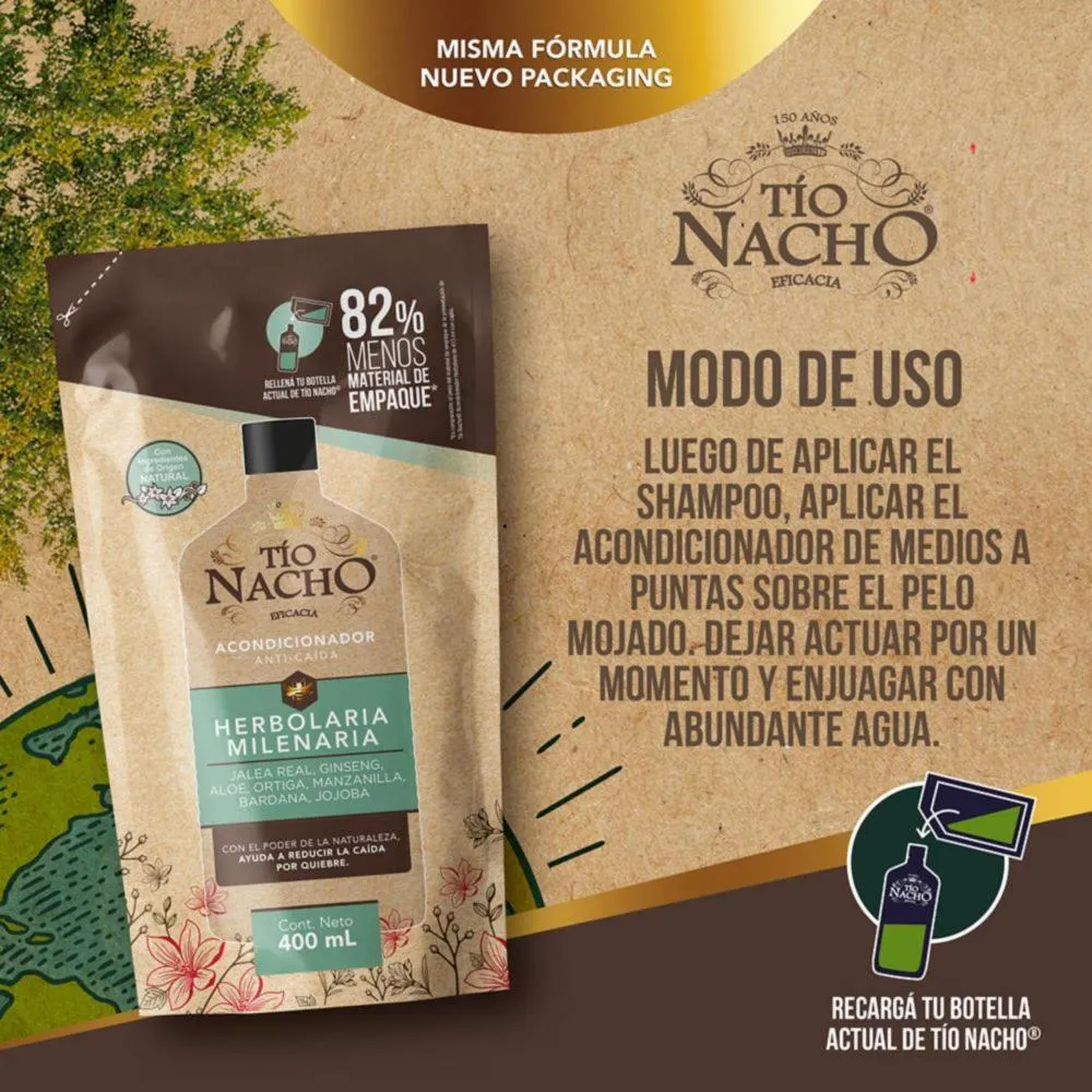 Tío Nacho Acondicionador Herbolaria Milenaria Recargable Doypack 400 ml