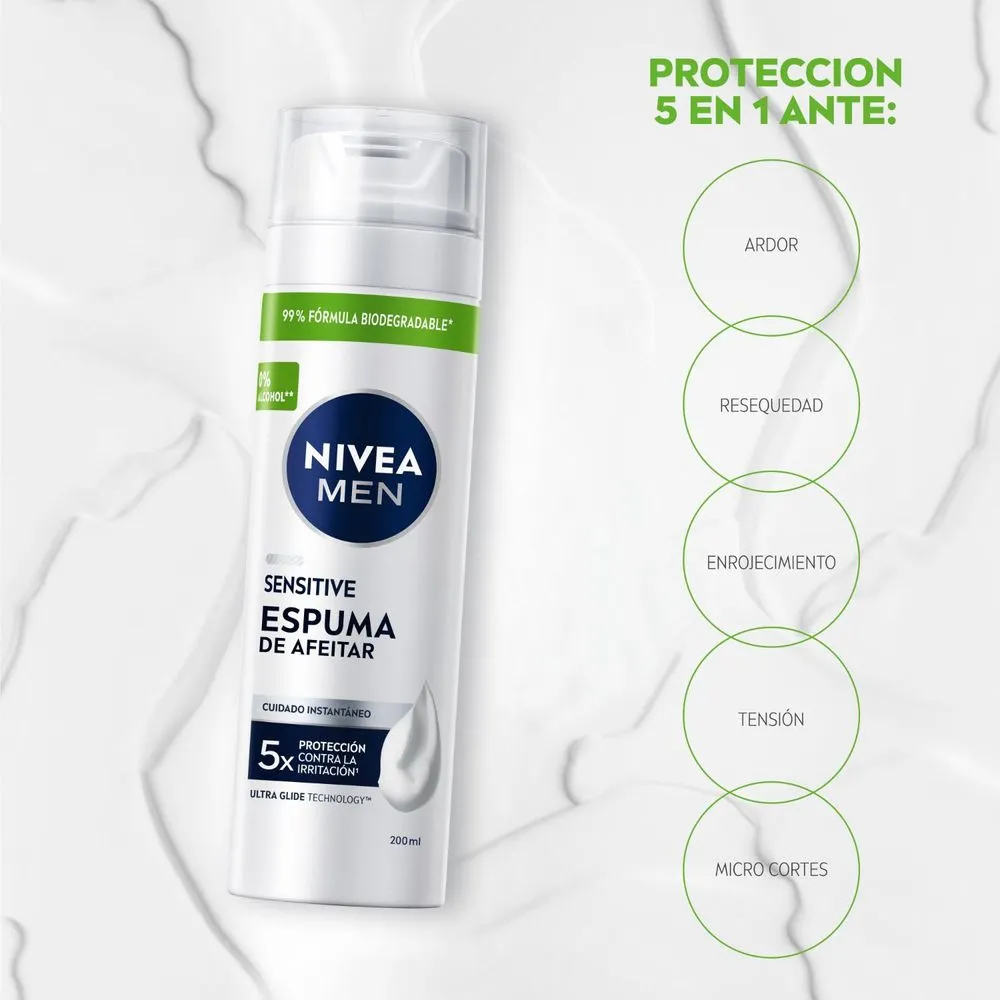 Nivea Espuma de afeitar sensitive para piel sensible 200ml