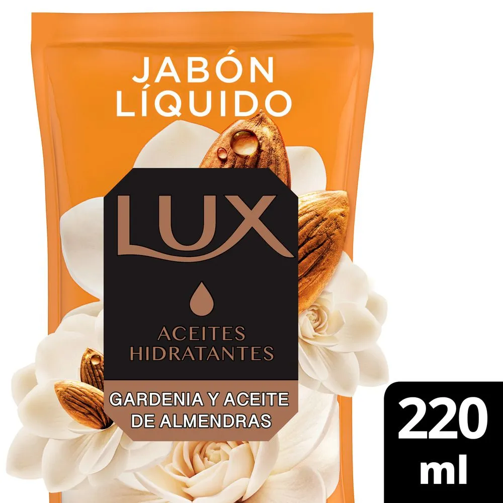Lux Jabon liquido gardenia y aceite de almendra repuesto 220ml