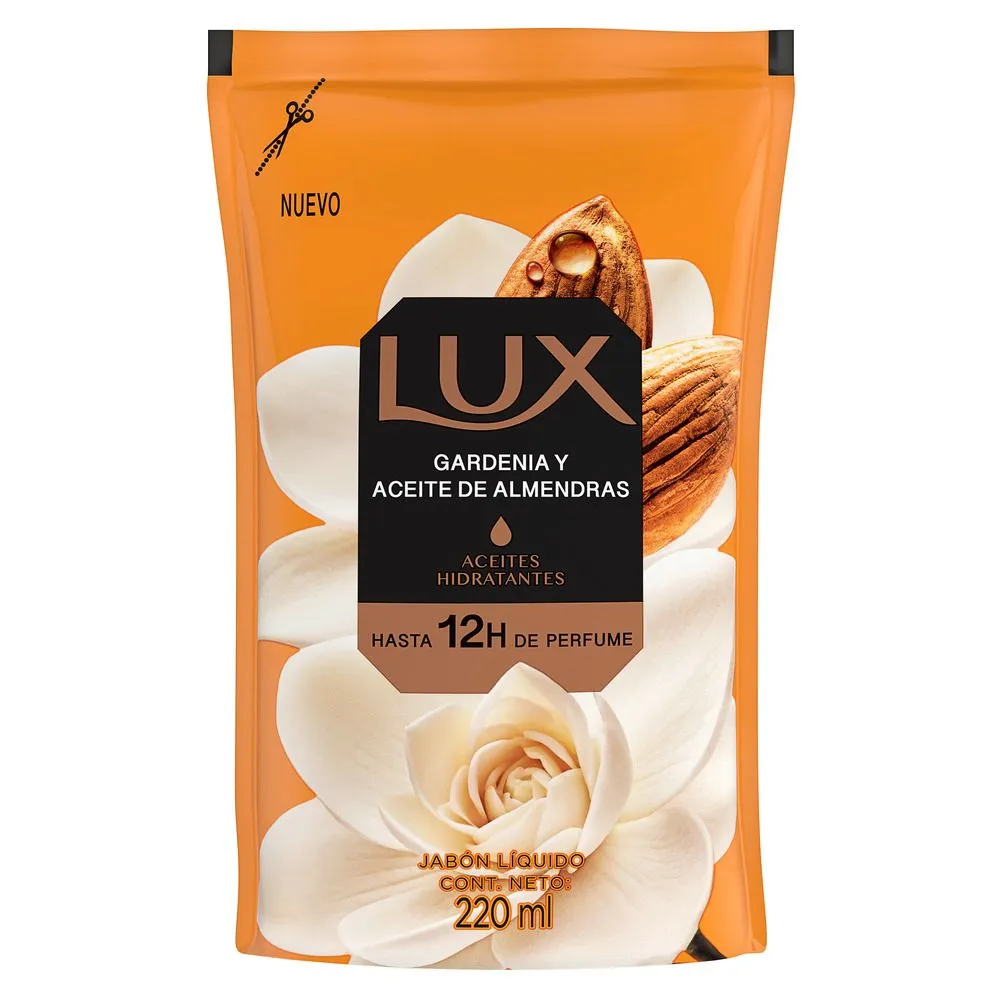 Lux Jabon liquido gardenia y aceite de almendra repuesto 220ml