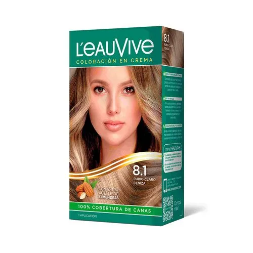LeauVive Tintura en Crema con Aceite de Almendras Rubio Claro Ceniza 8.1 47 Ml L'Eau Vive