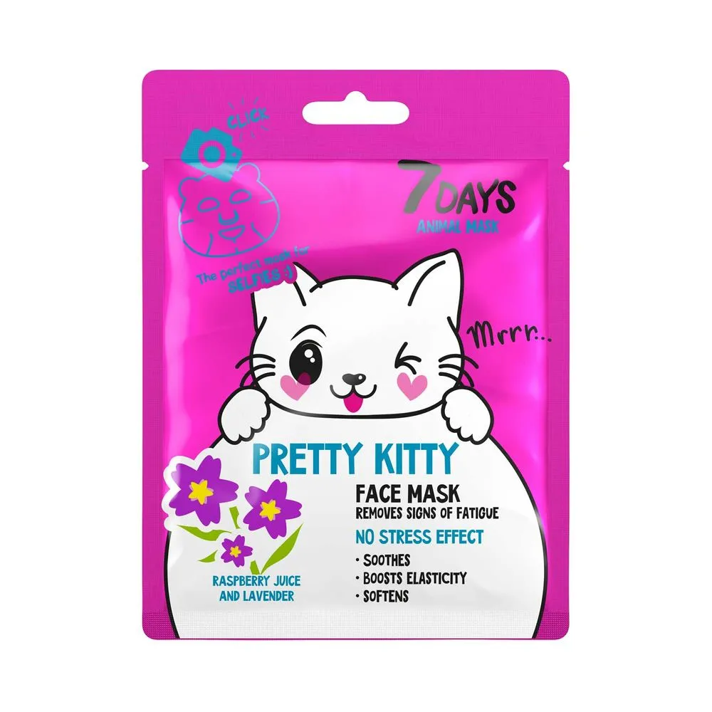 7Days 7DAYS ANIMAL MASK PRETTY KITTY RASPBERRY JUICE & LAVENDER