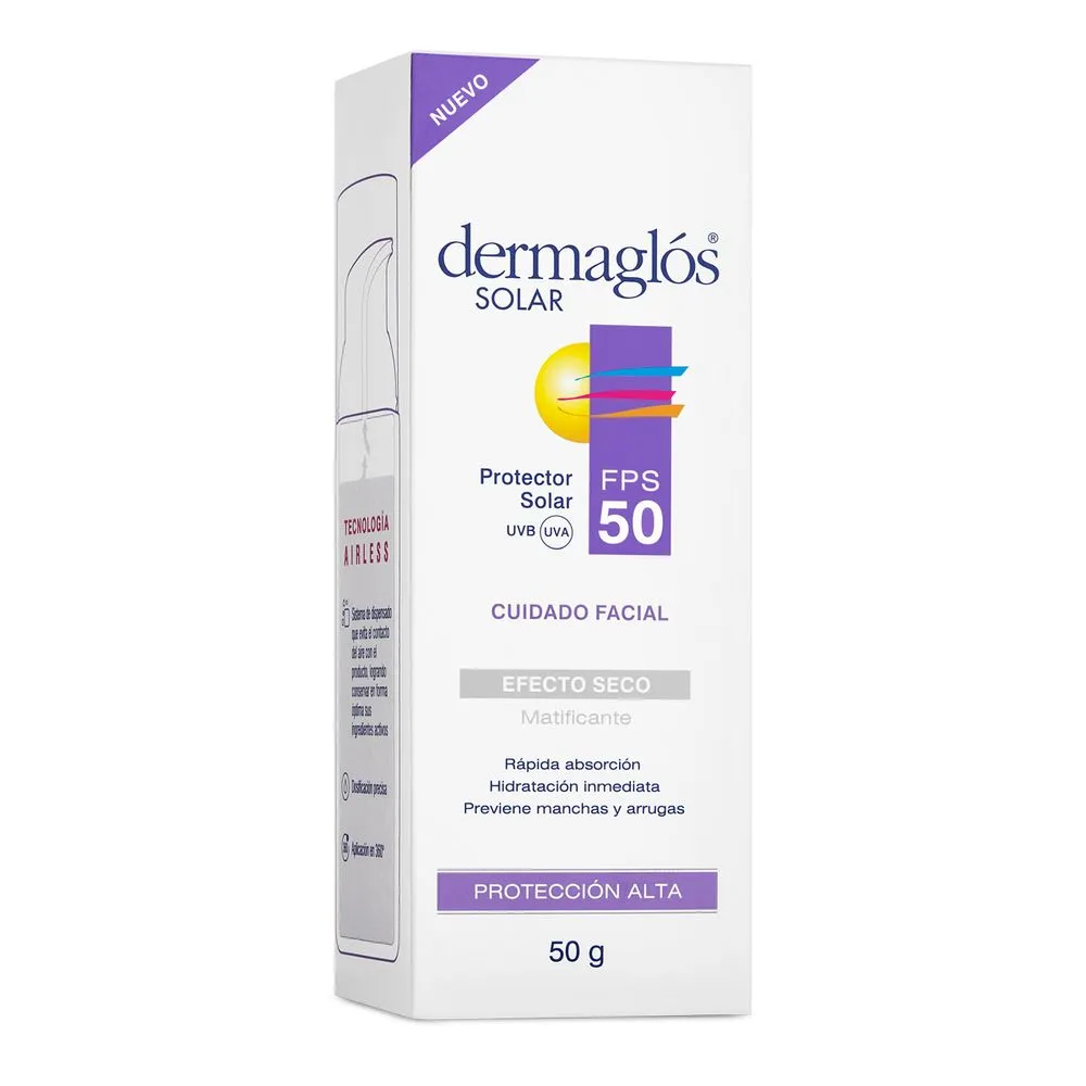 Dermaglós Protector Solar Facial Efecto Seco FPS 50