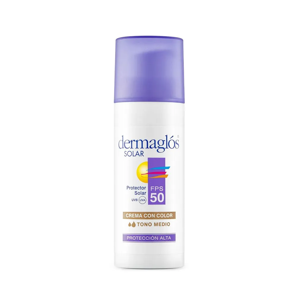 Dermaglós Protector Solar Crema Con Color Tono Medio FPS 50
