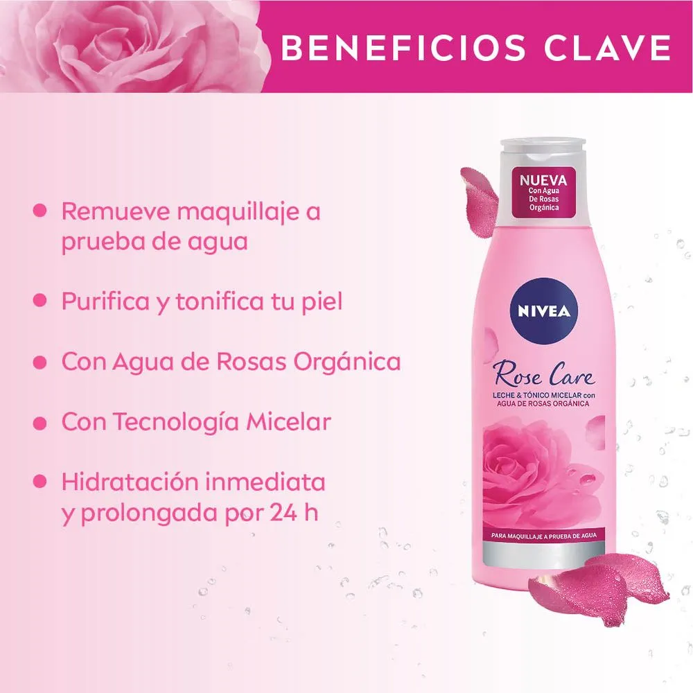 Nivea Leche y tónico micelar 2 en 1 NIVEA Rose Care 200 ml
