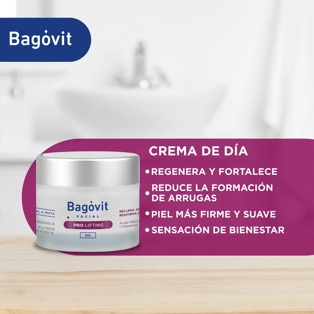 Bagóvit Crema Facial Antiarrugas Reafirmante Pro Lifting de Día Para Todo Tipo de Piel