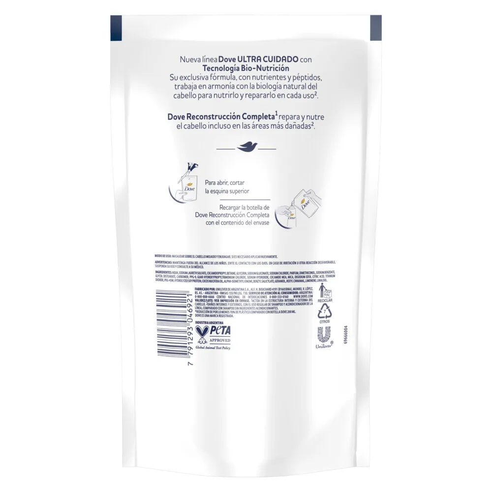 Dove Shampoo Reconstruccion Completa Recarga