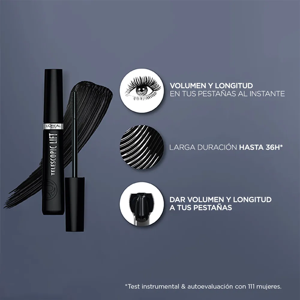 L'Oréal París Mascara de Pestañas L'Oréal Paris Telescopic Lift WSH