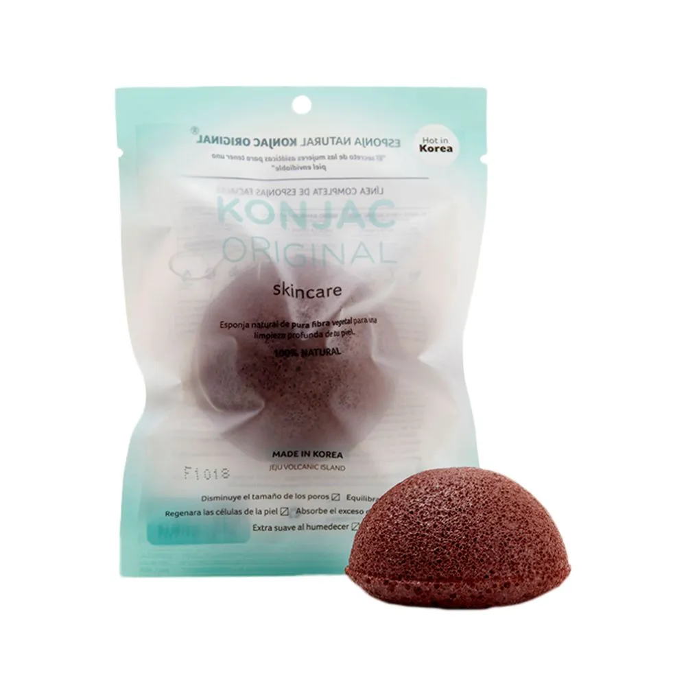 Konjac Esponja Facial con Fina Arcilla Roja Francesa Para Piel con Rosácea