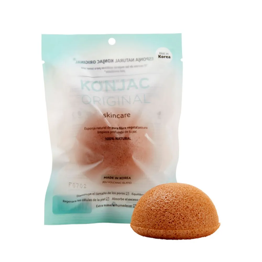 Konjac Esponja Facial con Fina Arcilla Amarilla Natural Para Piel Atópica