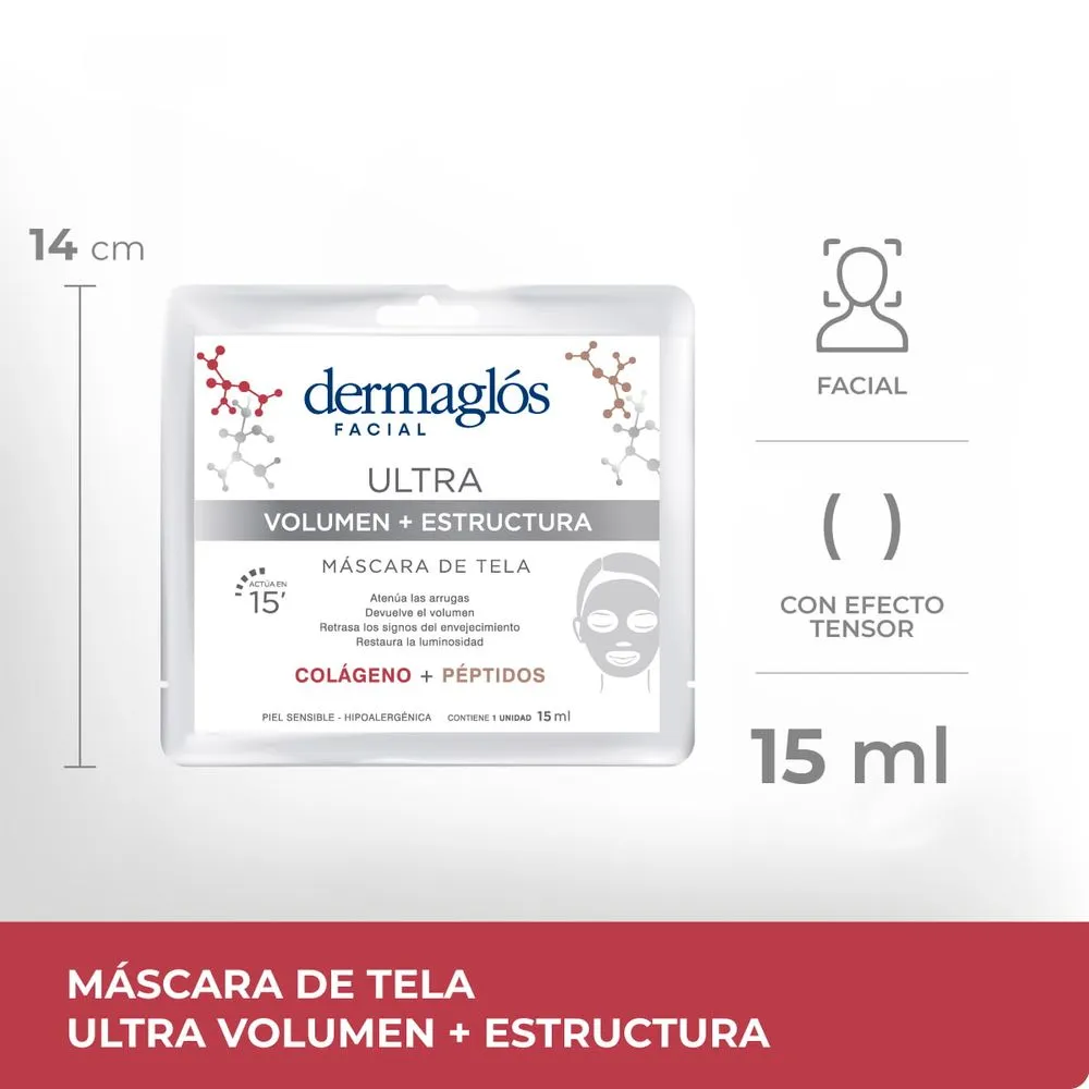 Dermaglós Mascarilla de Tela Ultra Volumen + Estructura