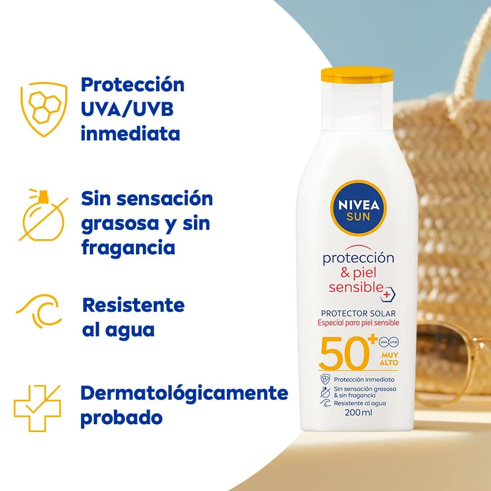 Nivea Protector Solar Protección y Piel Sensible FPS 50 Resistente Al Agua