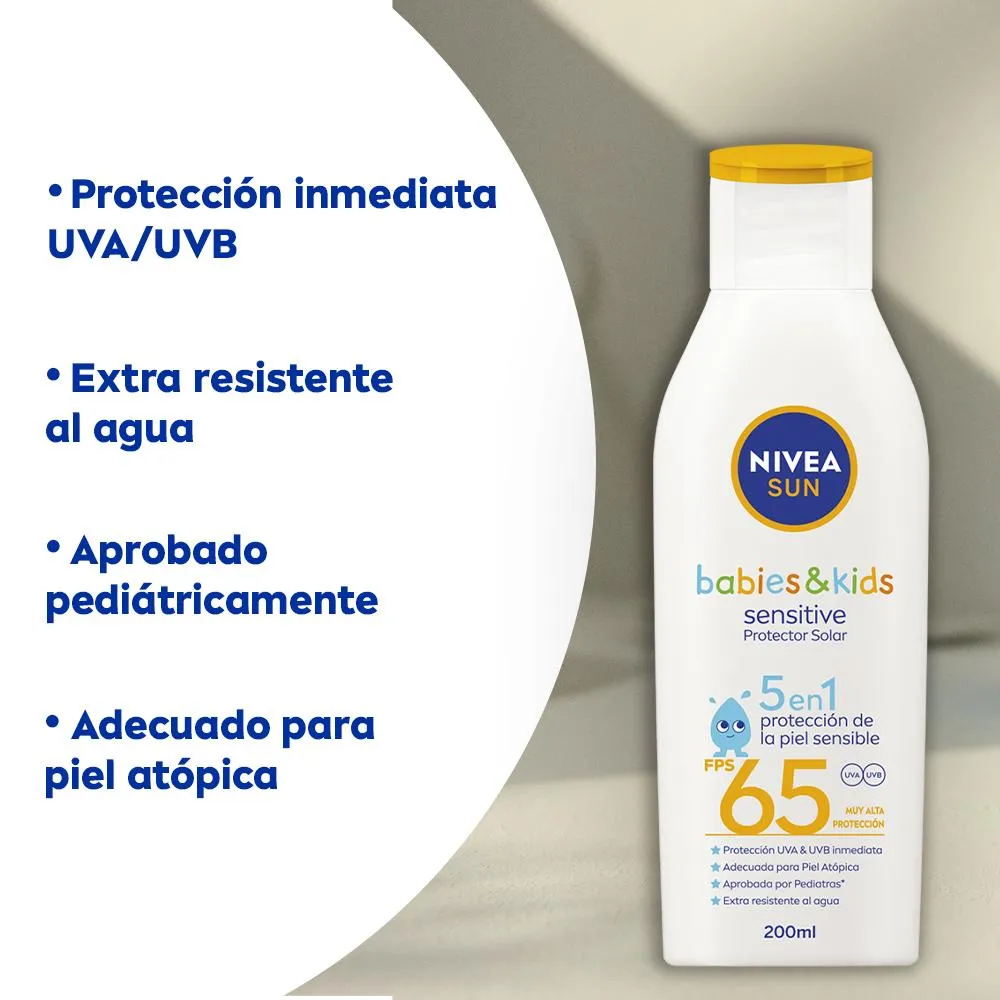 Nivea Protector Solar Babies & Kids Sensitive 5 en 1 FPS 65 Piel Sensible