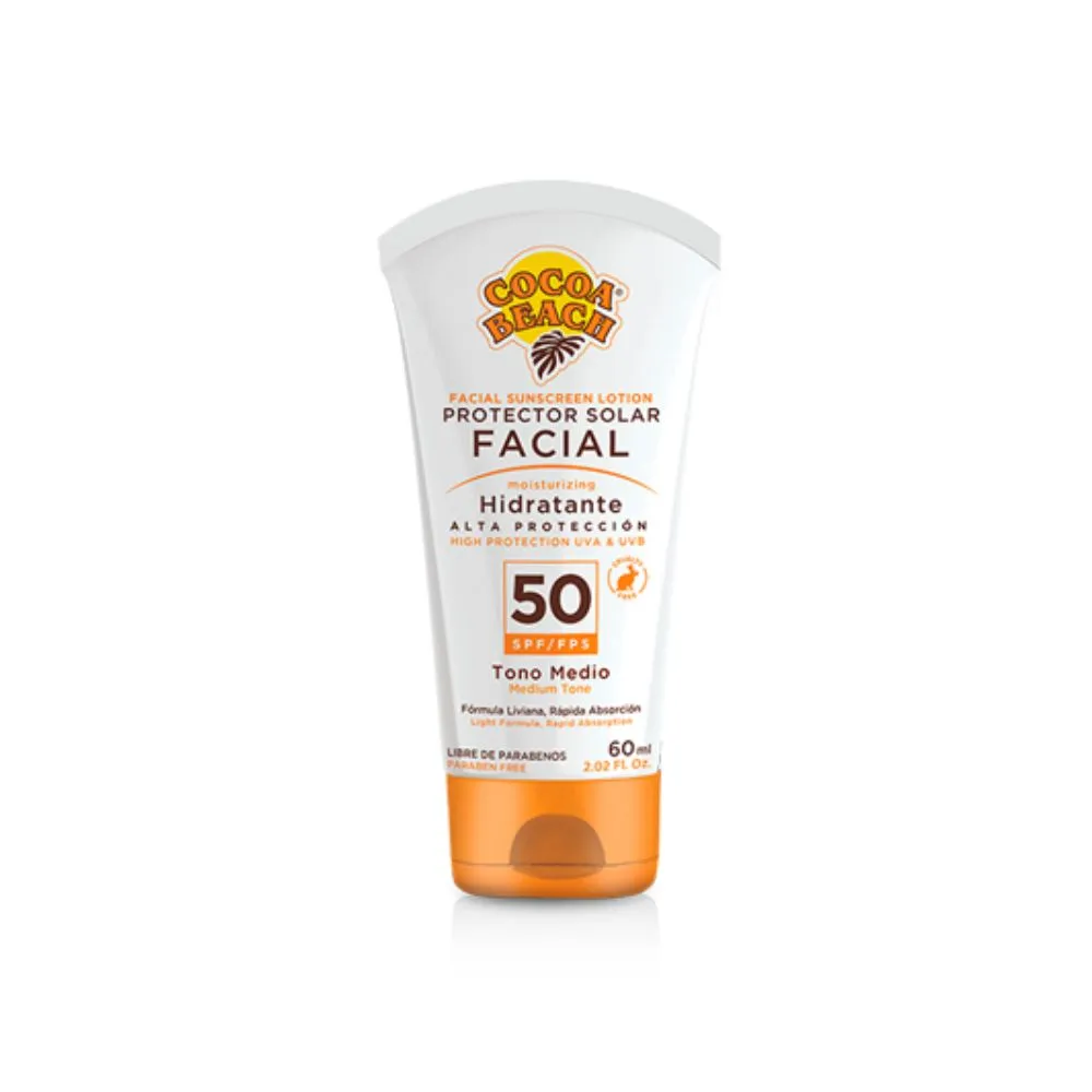 Cocoa Beach Protector Solar Facial Hidratante Tono Medio FPS 50