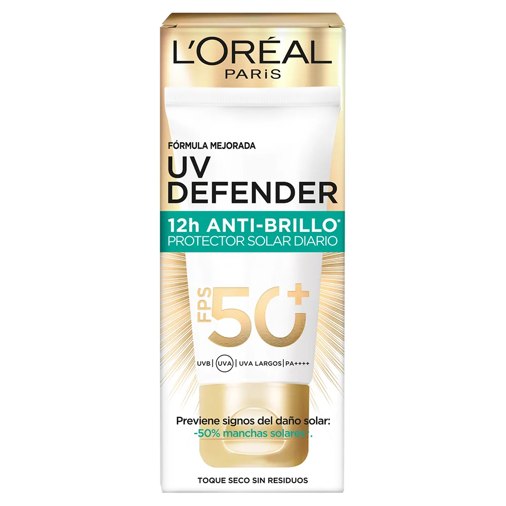 L'Oréal París Protector Solar Anti Brillo Sin Color FPS 50 Uv Defender