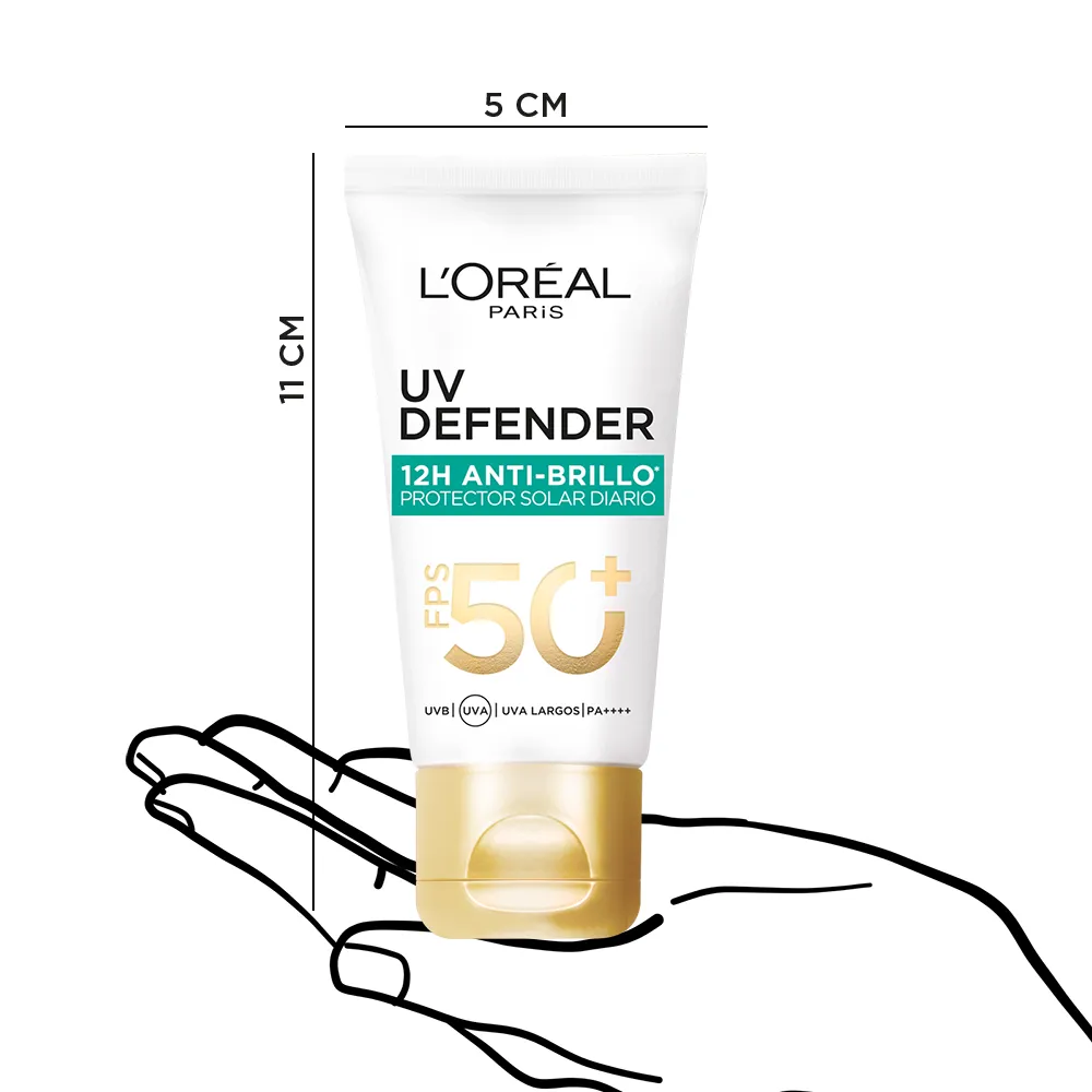 L'Oréal París Protector Solar Anti Brillo Sin Color FPS 50 Uv Defender