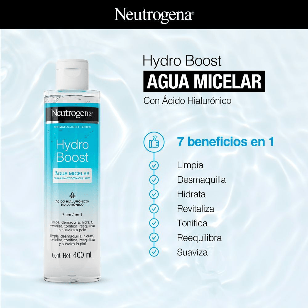 Neutrogena Agua Micelar Desmaquillante Ácido Hialurónico Hydro Boost