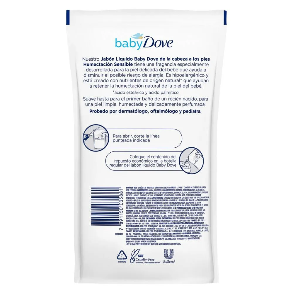Dove Jabón Líquido Baby Humectación Sensible Repuesto