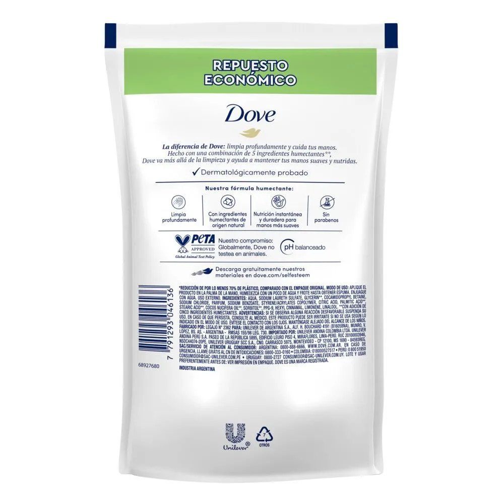 Dove Jabón Líquido Para Manos Nutrición Profunda Recarga