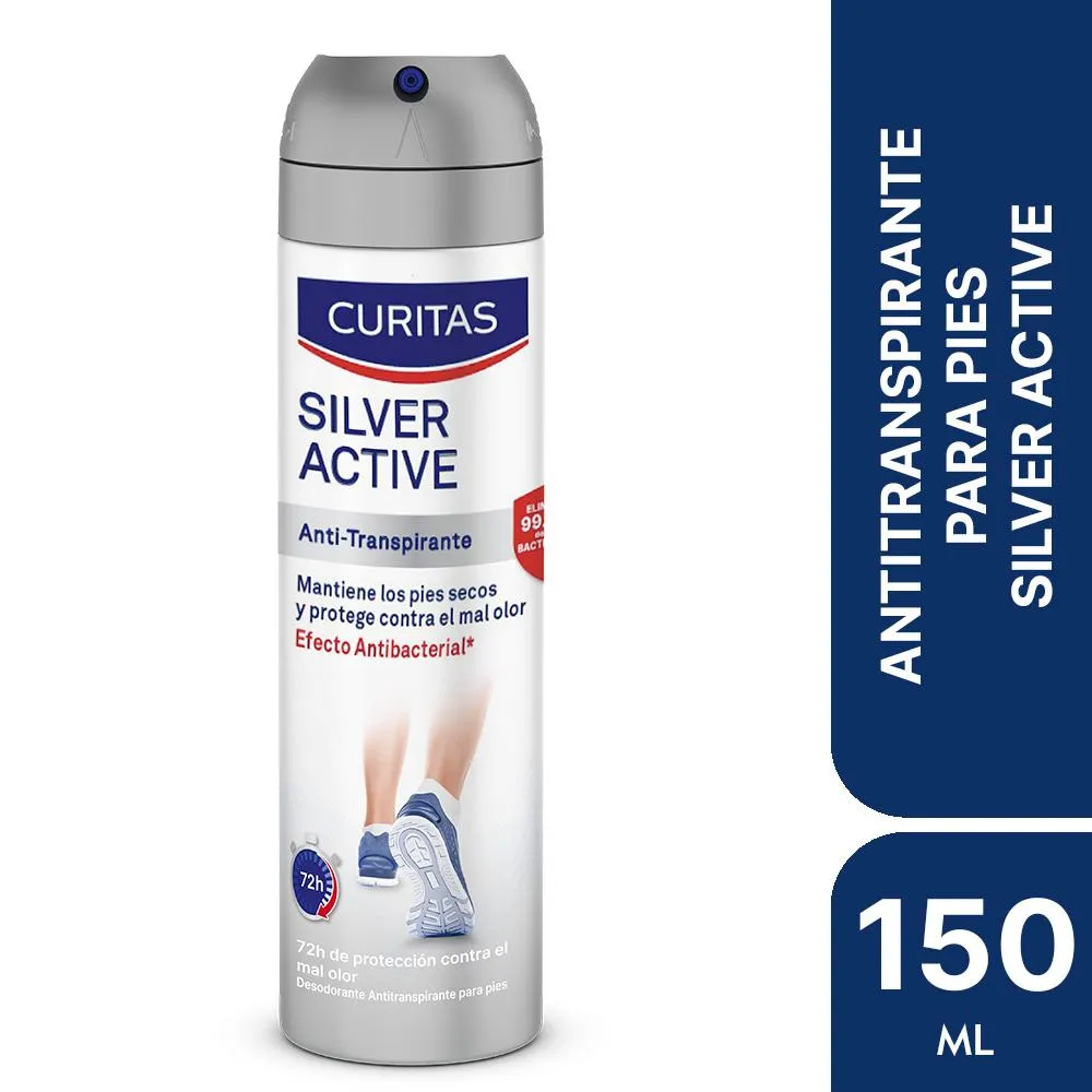 Curitas Desodorante Antitranspirante para pies Curitas Silver Active 72 Horas de Protección