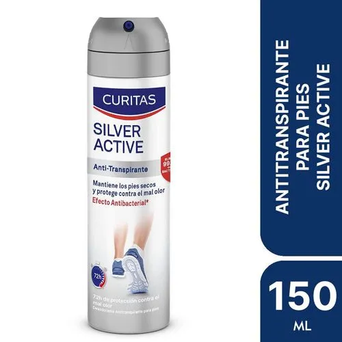 Curitas Desodorante Antitranspirante para pies Curitas Silver Active 72 Horas de Protección