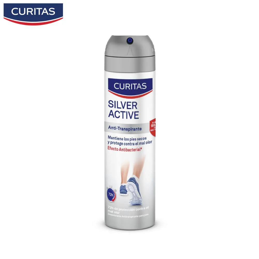 Curitas Desodorante Antitranspirante para pies Curitas Silver Active 72 Horas de Protección