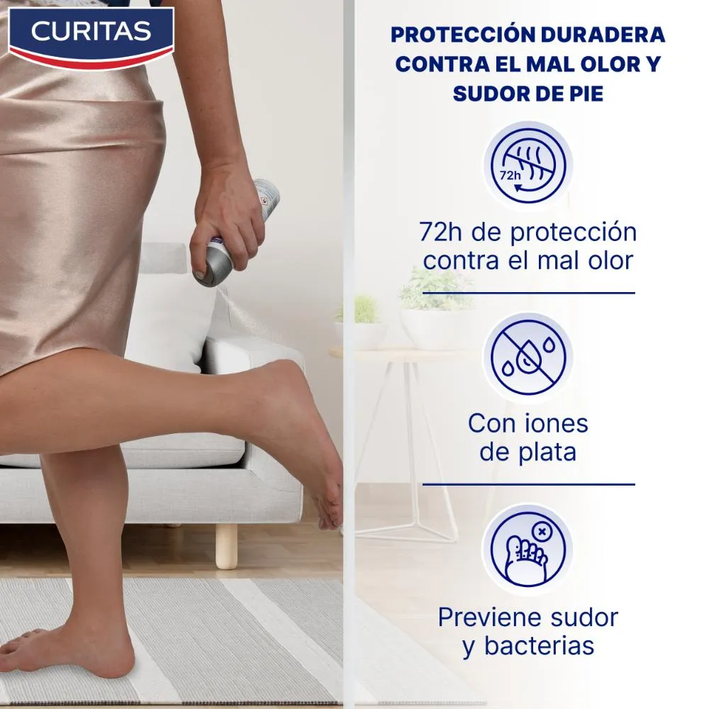 Curitas Desodorante Antitranspirante para pies Curitas Silver Active 72 Horas de Protección