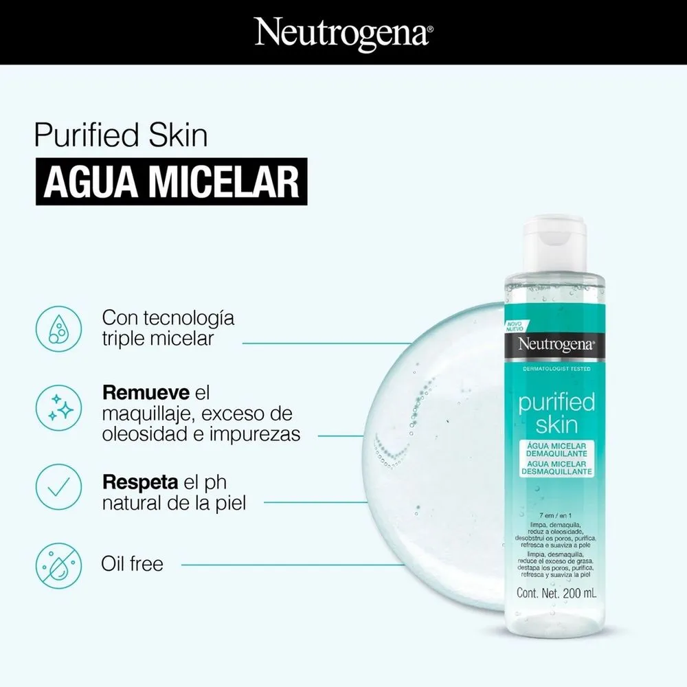 Neutrogena Agua Micelar Desmaquillante 7 en 1 PURIFIED SKIN®