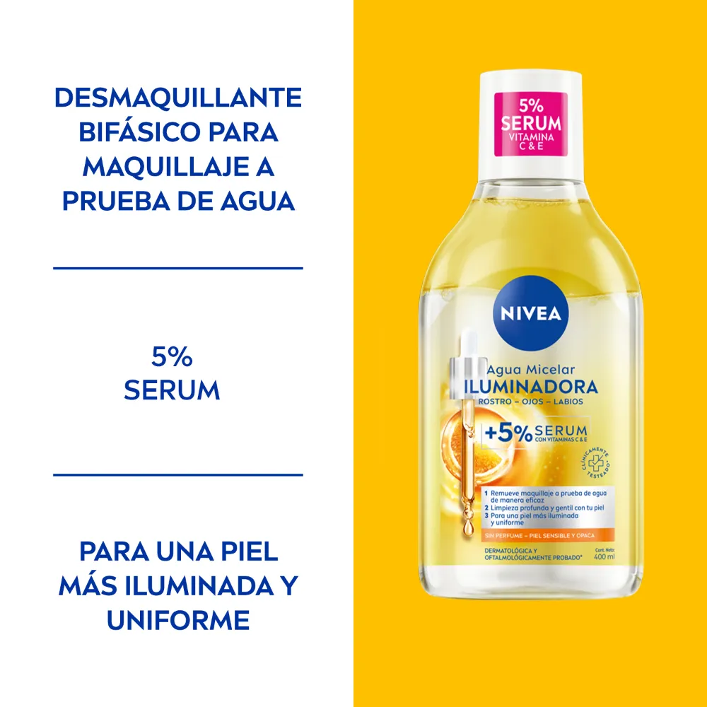 Nivea Agua Micelar Iluminadora Enriquecida Con Sérum Piel Sensible