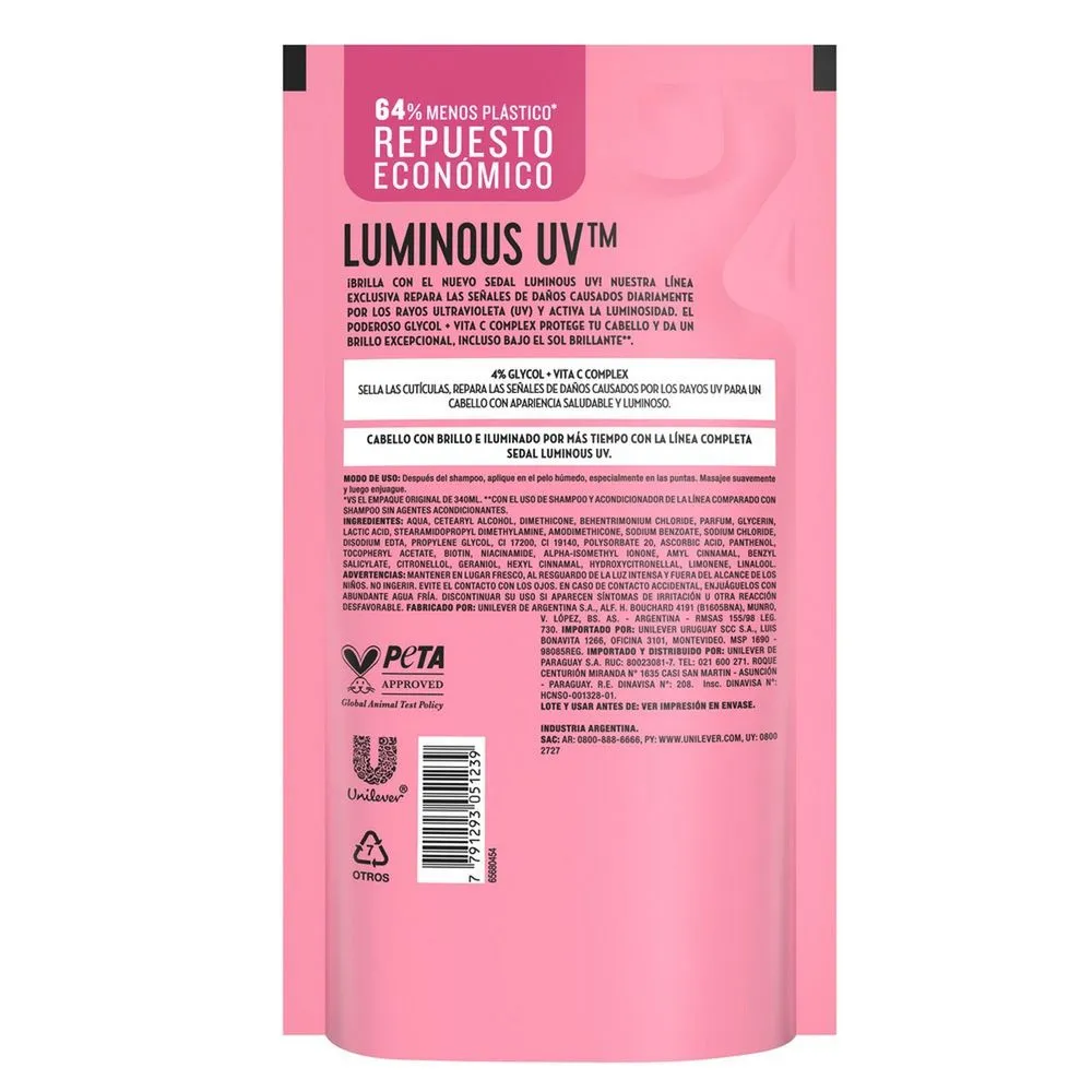 Sedal Acondicionador Doypack Luminous UV