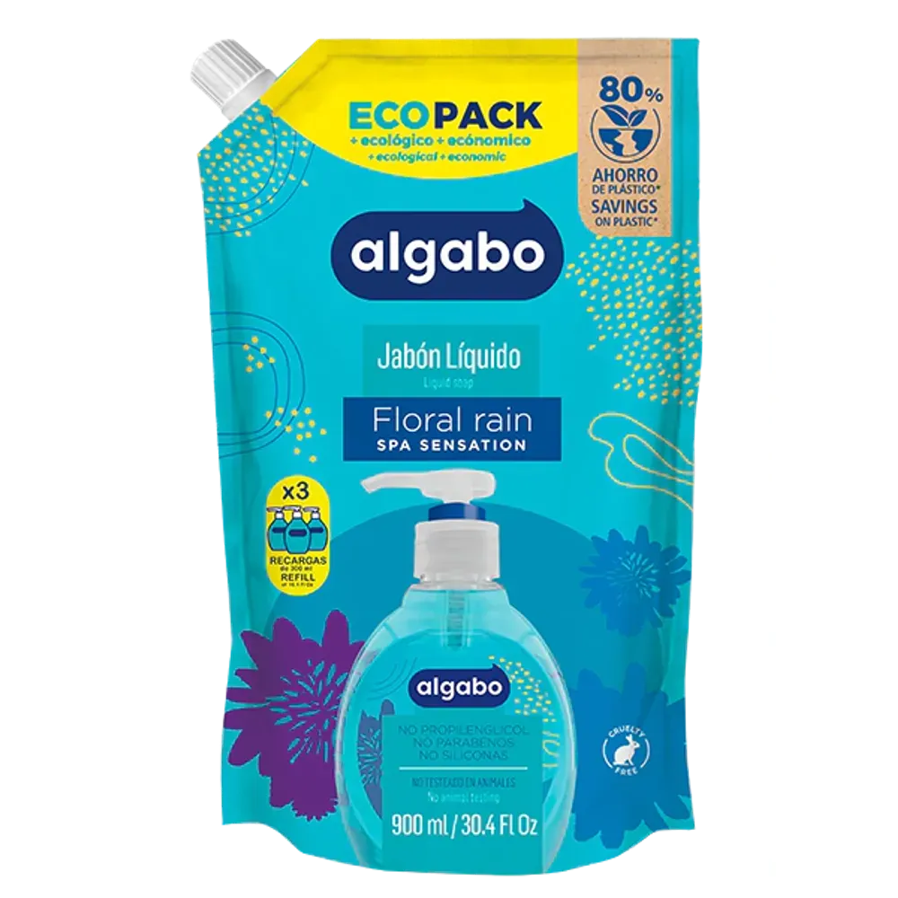 Algabo Repuesto Jabón Líquido Floral Rain EcoPack