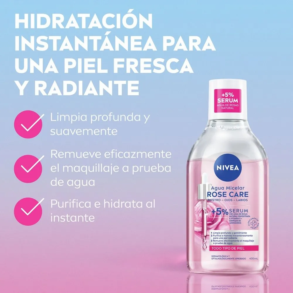 Nivea Agua micelar bifásica NIVEA Rose Care x 400 ml