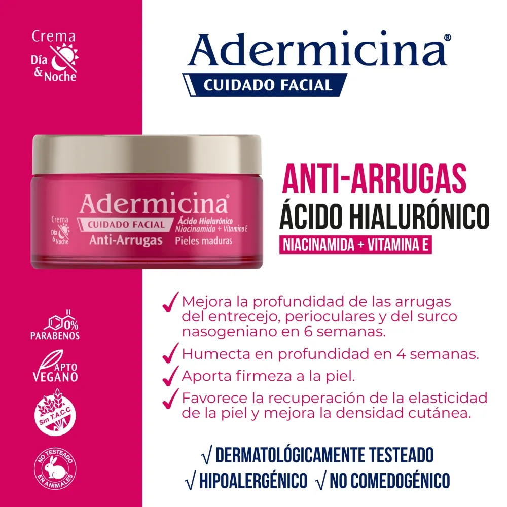 Adermicina Crema Facial AntiAge con Ácido Hialurónico