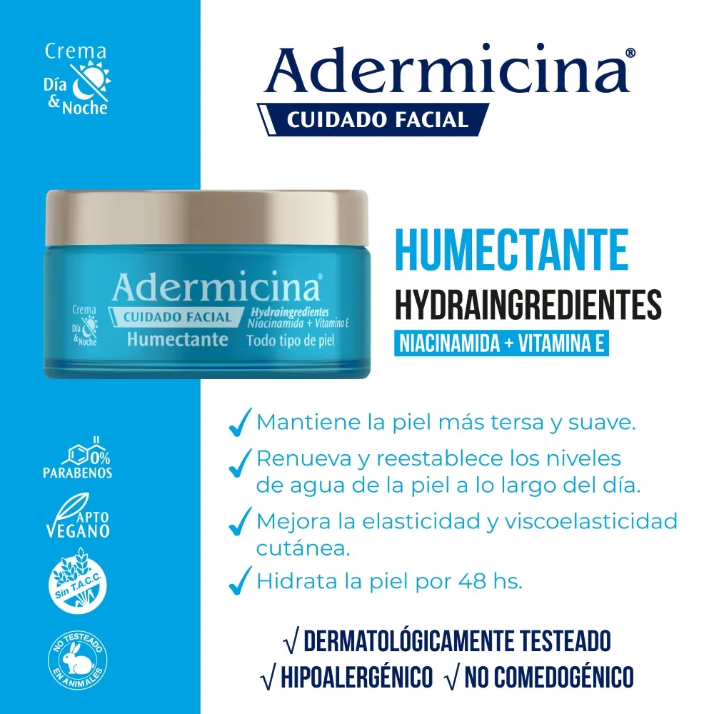 Adermicina Crema Facial Humectante con Hydraingredientes