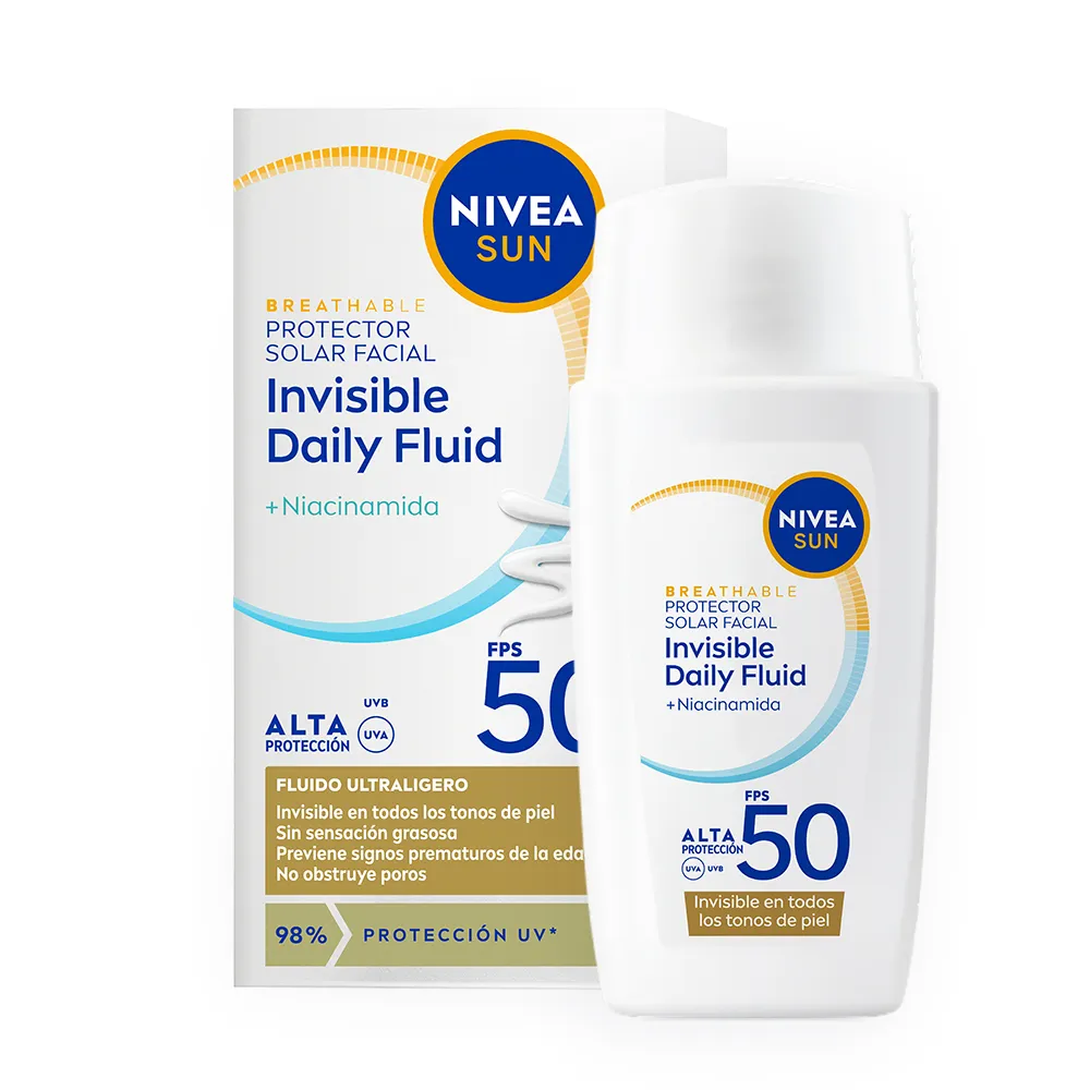 Nivea Protector solar facial NIVEA SUN Invisible Daily Fluid Para todo tipo de piel
