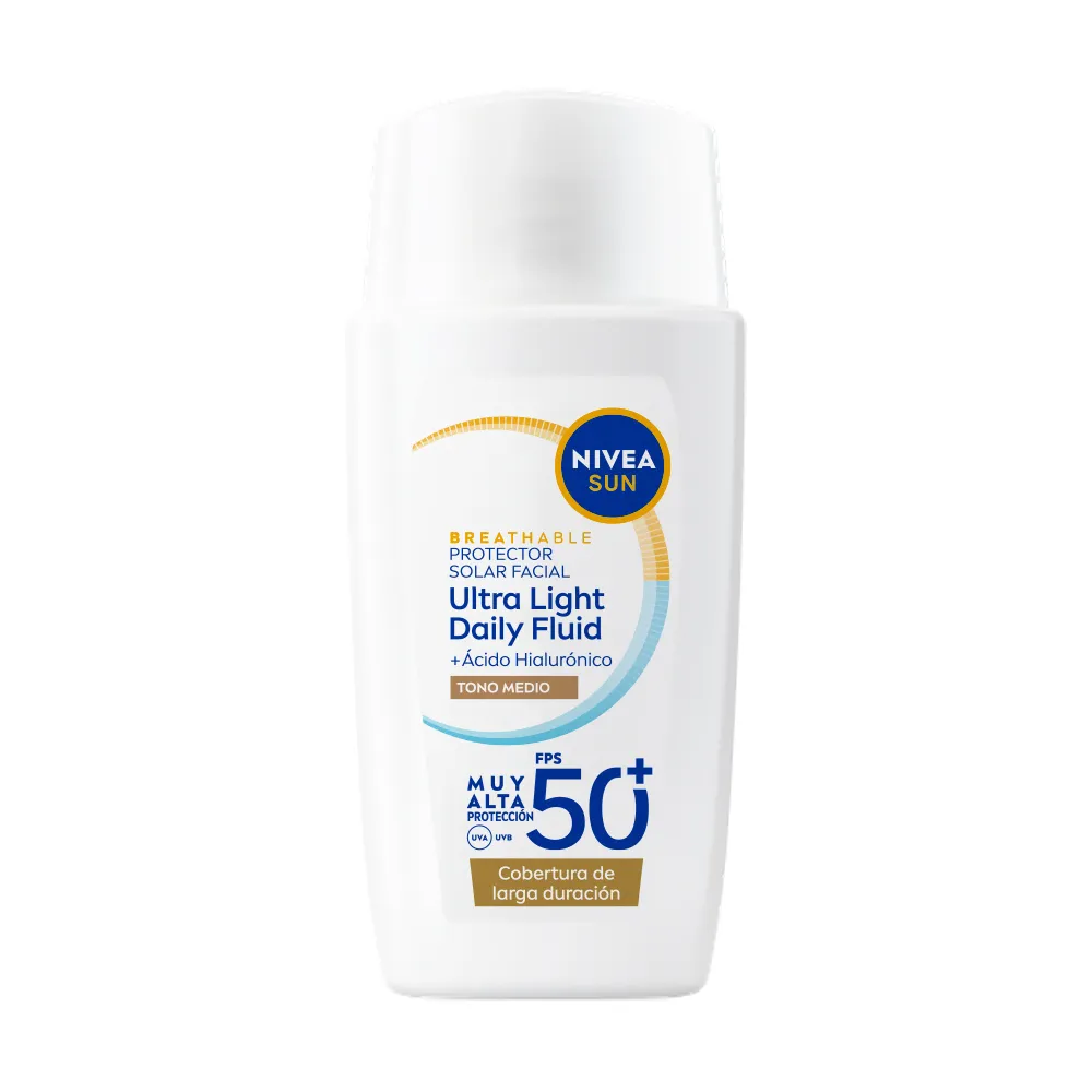 Nivea Protector solar facial NIVEA SUN Ultra Light Daily Fluid Tono Medio FPS 50+ para todo tipo de piel