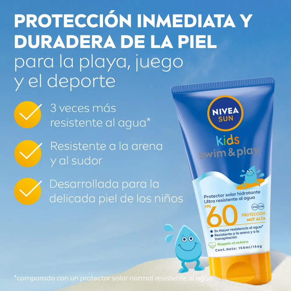 Nivea Protector solar NIVEA Swim & Play Kids FPS 60 Ultra Resistente al agua