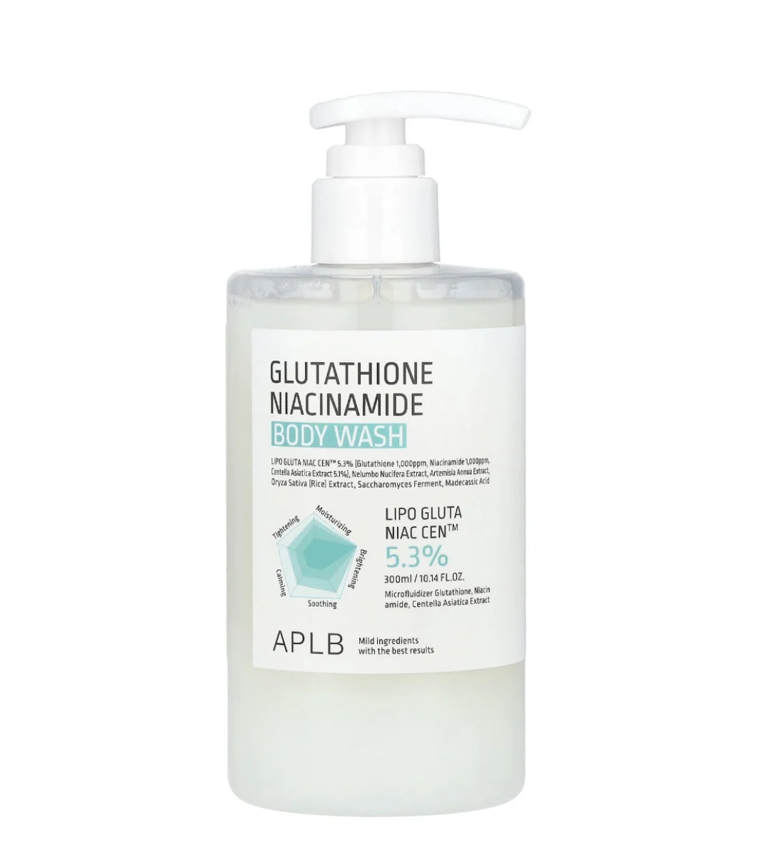 APLB Jabon Corporal Glutation Niacinamida 300ml Colágeno Hidrolizado Beta Glucano Escualano y Extractos Botánicos