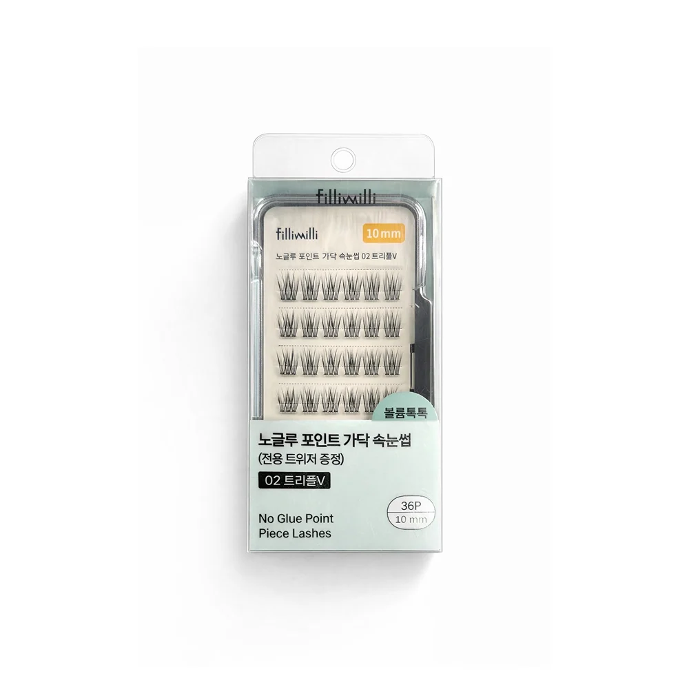 FILLIMILLI No-Glue Point Lashes 02 Triple V (10mm) (36 piezas) Pestañas postizas