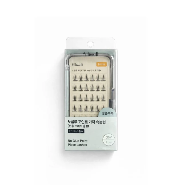 FILLIMILLI No-Glue Point Lashes 01 Triple A (9mm) (36 piezas) Pestañas postizas