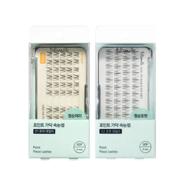 FILLIMILLI No-Glue Point Lashes 03 Triple I (9mm) (36 piezas)