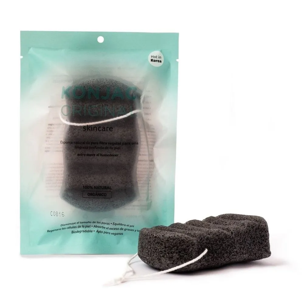 Konjac Esponja Corporal Konjac Original con Cenizas Activas de Bambú